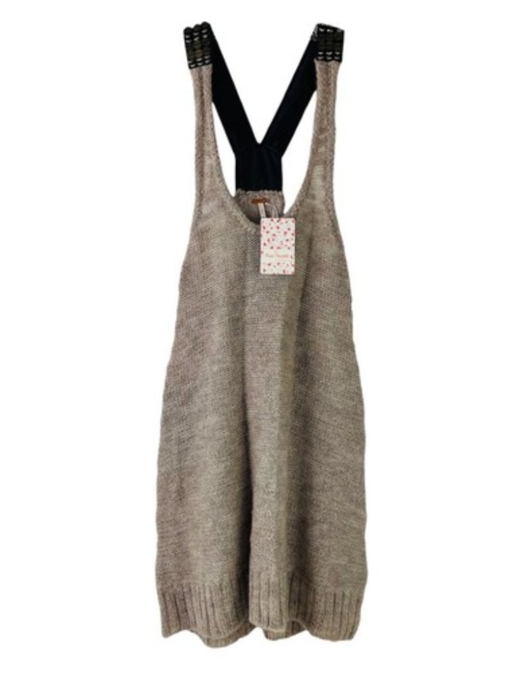Free People Crochet Knit Racerback Tank Top Embellished Straps NWT MSRP $168